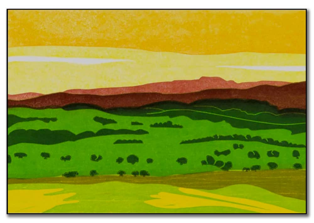 Sun Set Over Ingleborough : Keith Dickinson Printmaker in North Yorkshire