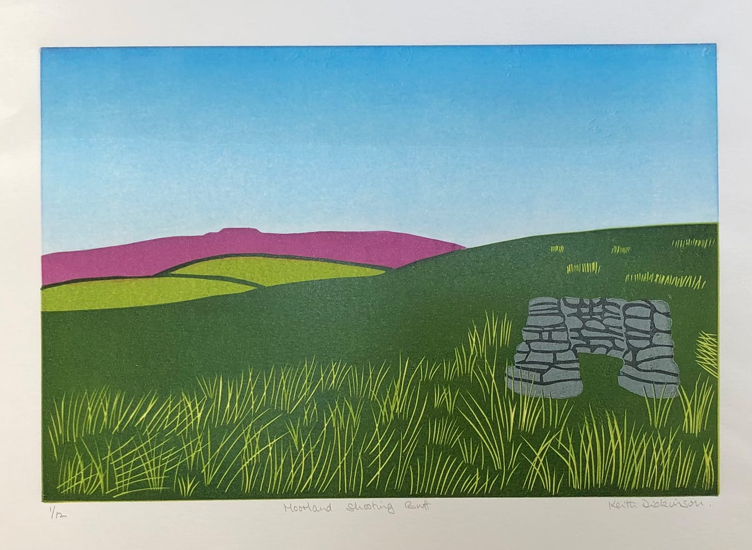 Moorland Shooting Butt : Keith Dickinson Printmaker in North Yorkshire