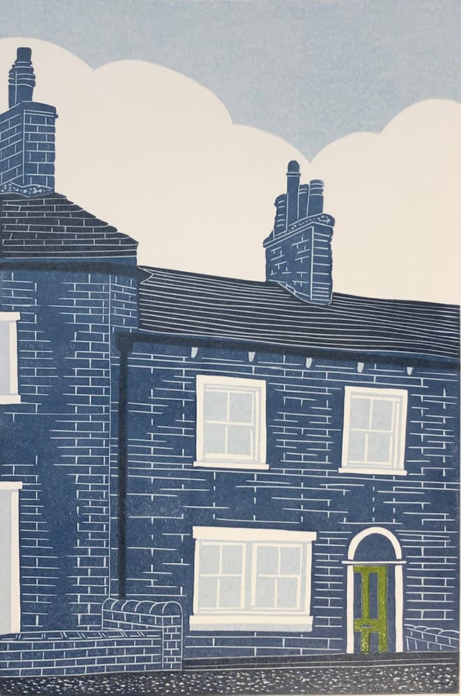 12 Water Street, Skipton (Blue Version) : Keith Dickinson Printmaker in North Yorkshire