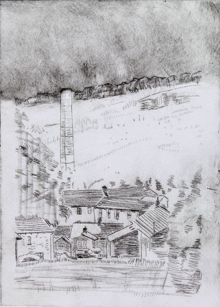 Mill Chimney, Lothersdale, North Yorkshire : Keith Dickinson Printmaker in North Yorkshire