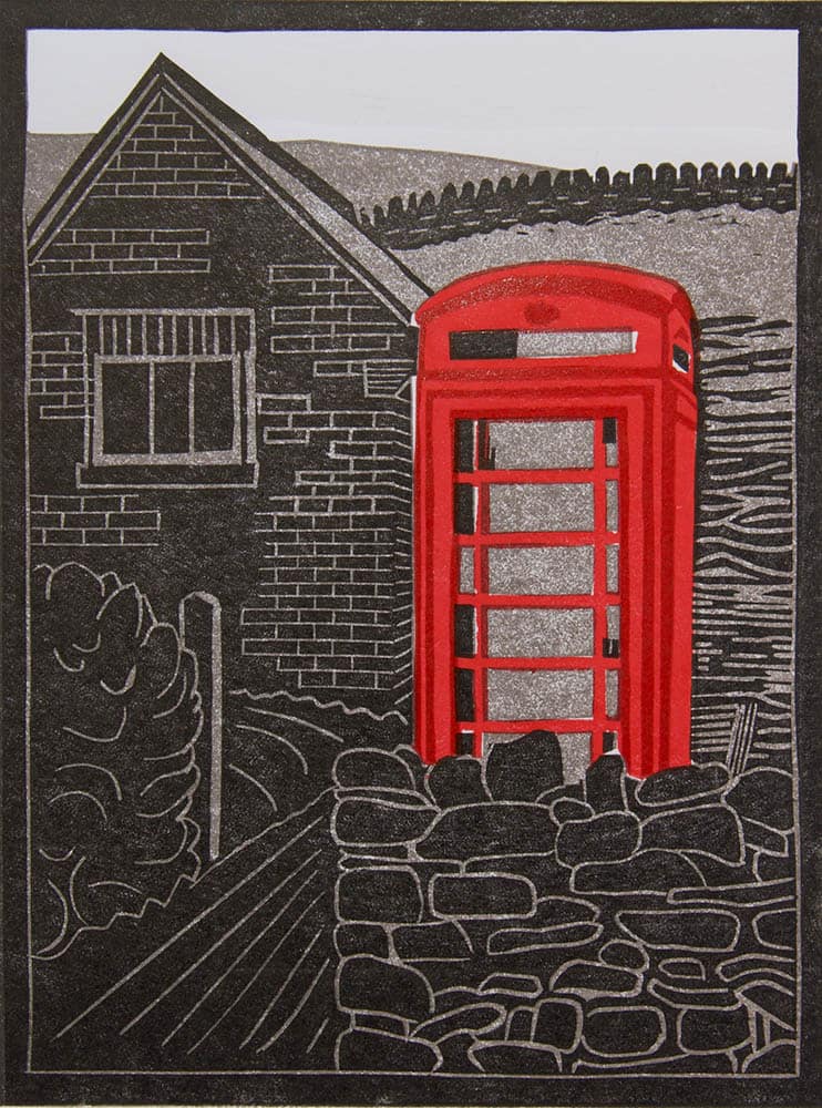 Telephone Box, Lothersdale  : Keith Dickinson Printmaker in North Yorkshire